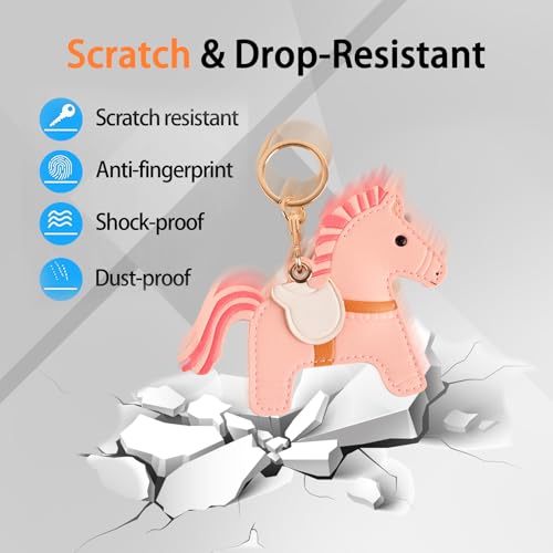 Image of Leather Keychain Case Holder Compatible with Apple AirTag, GPS Airtag Keychain Finder Tracker with Key Ring, Anti-Scratch Protective Air Tag Cover | Leather