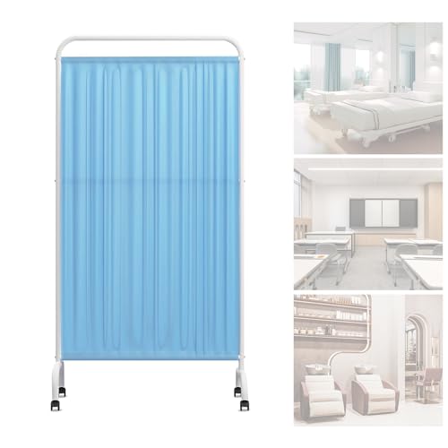 Medical Privacy Screen, Portable Privacy Screen with Wheels for Clinic or Salon, Removable Waterproof Fabric, Rust-Resistant Surface, Easy to Assemble, partition Room dividers (Light Blue 1 Panel)