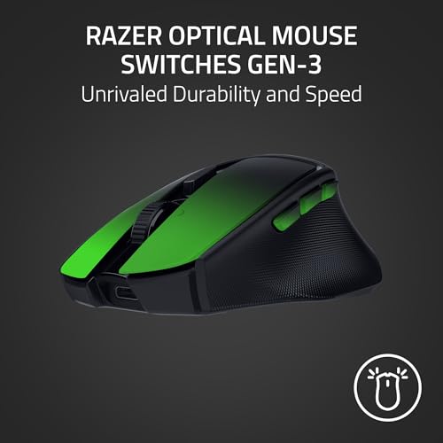 Image of Razer Basilisk Mobile Portable Ergonomic Wireless Gaming Mouse: 10 Programmable Controls HyperScroll - Optical Switches Gen-3 - Long Battery Life - AI Prompt - 2.4 GHz, Bluetooth, USB C