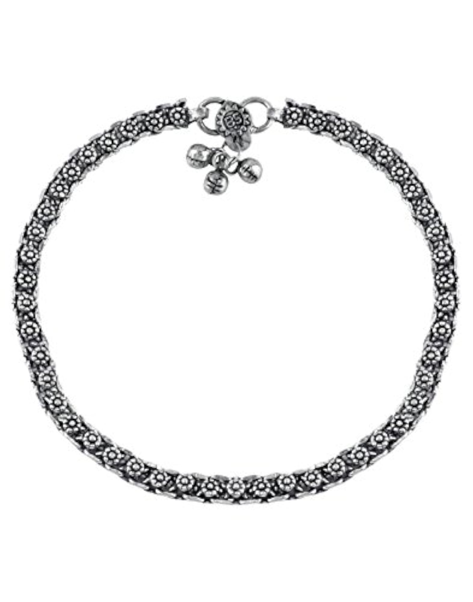Traditional Look Single Anklet in Silver Alloy for Women
