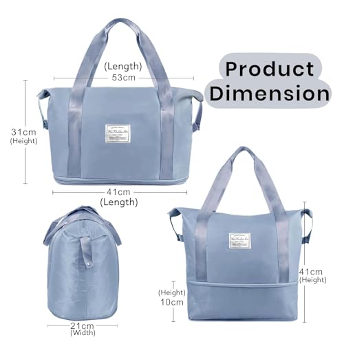 Image of Storite Foldable Travel Duffel Bag, Blue, 41x21x31 cm