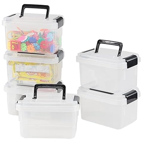 EudokkyNA 2 L Small Plastic Storage Bins with Lids, Plastic Storage Boxes, 6 Pack Cover