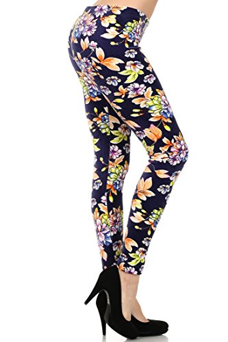 Womens Velour Full Length Leggings (Floral, One Size)