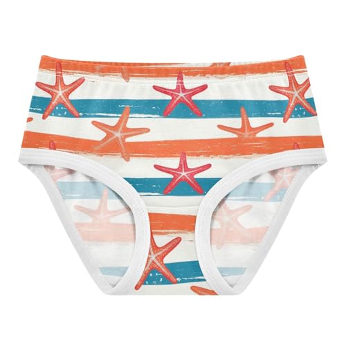 Wusikd Starfish on Stripes Girls' Underwear Cotton Girls Briefs Soft Toddler Underwear 2T