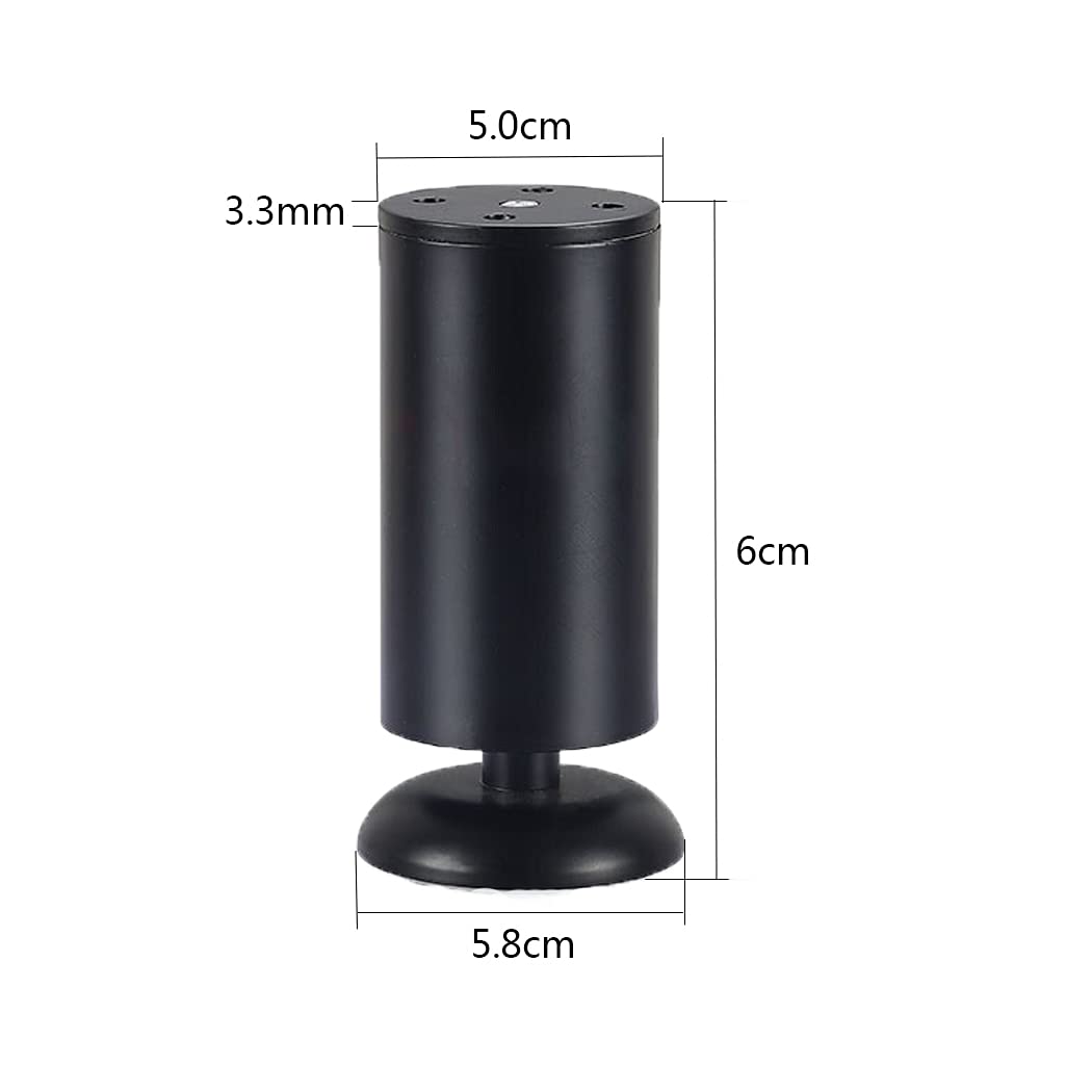 Piedini Regolabili per mobili in Acciaio Inox per Divano, Poltrona, Armadio, Letto, divanetto, Colore Nero, 4 Pezzi (6 cm)