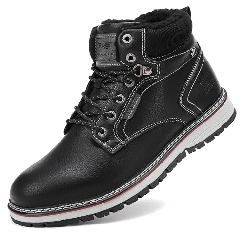 AX BOXING Botas Hombre Invierno Cálido Forradas Botines Moda Botas Nieve Antideslizante Zapatos Invierno Botas Trekking Tamaño 41 46 EU(Negro_B,43 EU)