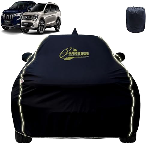 Image of Reflector Waterproof Car Cover for Xuv 700 & Xuv 7XO with Mirror & Antenna Pocket | All Weather Protection | Washable Fabric | Black Color