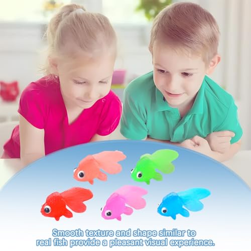 Künstliche Fische Schwimmende Dekorationen, 30 Stück Kleine Gefälschte Fische, Weiche Gummi Goldfische Spielzeuge, Aquarium Ornament, für Katzenspielzeug Aquarium Dekoration, Mehrfarbig