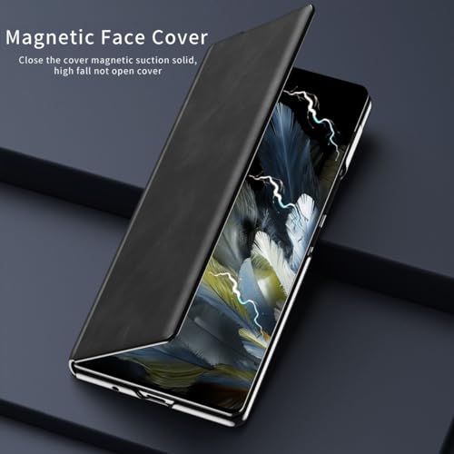 Étui en cuir compatible avec OnePlus Open antichoc étui à rabat fin - 4