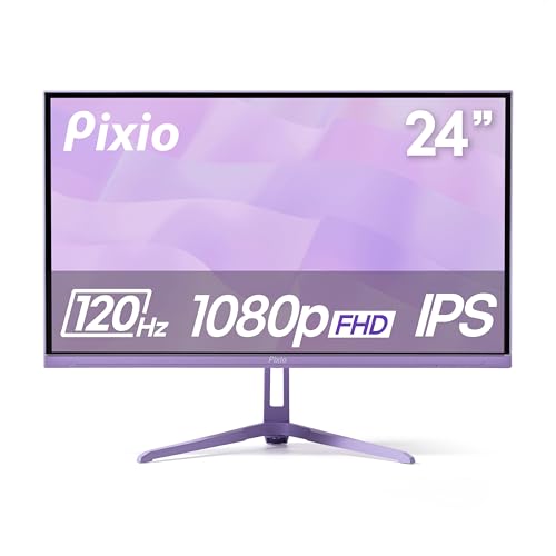 Image of Pixio Two PX246 Wave Purple 24 inch 120Hz Refresh Rate FHD 1080p Resolution IPS Panel 4ms GTG Response Time Gaming Monitor and PS1D Wave Purple Dual Monitor Arm