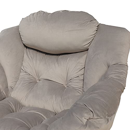 Goldsun Accent Chair Lazy Reclining Armchair With Removable Metal Legs And Side Pocket, Comfy Upholstered Single Sofa Chair For Living Room, Bedroom, Office (Grey) #TOP6