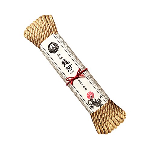 BAKUTO:Top-Grade Jute Rope ''RYUGA'' 1/4in/24ft Natural Color Using Top-Grade Golden Jute, Professional Specifications