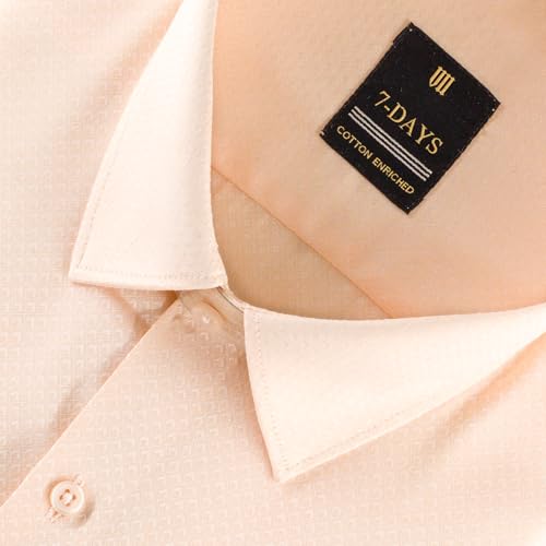 Image of 7-DAYS Premium Men's Formal Shirts - Cotton Rich, Textured Self-Design, Full Sleeve, Regular Fit, Wrinkle Resistant, with Pocket - Perfect for Office