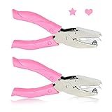 MIAO JIN 2Pcs 1/4 Inch Heart and Star Metal Single Handheld Hole Punch for DIY Craft Paper Scrapbook Puncher Hand Tool with Grip (Star&Heart)