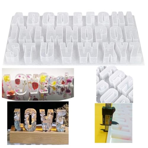 Image of Extra deep 25 mm Large English Letter Alphabet Silicone Molds for Resin Casting for Name Plate, Presanction, Signages Tabletop Signs, Keychains DIY Project, Display