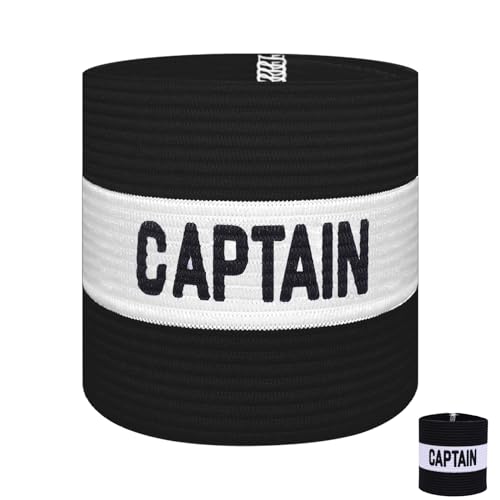 VerteLife Kapitänsband Spielführerbinde für Fußball und Rugby, Gummielastische Armbinde Kapitän Armbinde, Captains Armband für Erwachsene - Schwarz