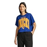 Game 7 x NBA Officially Licensed Women’s Cropped Short Sleeve Team Color 3D Puff Print Cropped Crewneck T-Shirt
