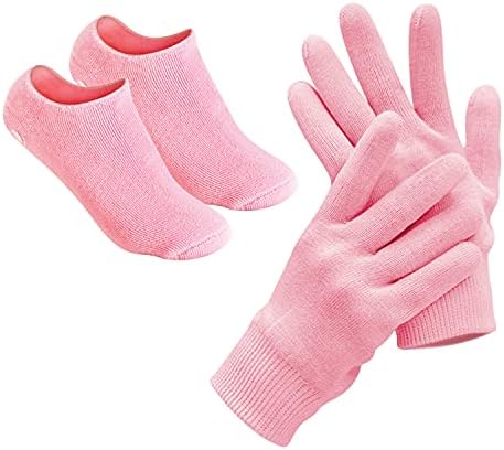 قفازات وجوارب جل مرطبة بباطن من السيليكون لعلاج وتنعيم الجفاف والعناية بالجلد، لوشن بخلاصة الصبار، لون زهري قفازات وجوارب جل مرطبة بباطن من السيليكون لعلاج وتنعيم الجفاف والعناية بالجلد، لوشن بخلاصة الصبار، لون زهري