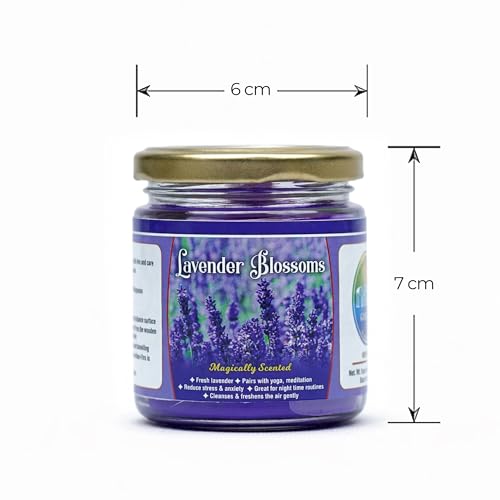 Image of Scented Candle (142g) | Lavender Blossoms Glass Jar Scented Candles with Wooden Wick | Long Lasting Aromatic Fragrance for Home Decor