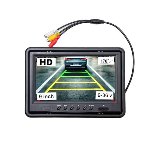 Image of 9-Inch HD Car Monitor - Dual Video Input AV1 /AV2, 800x480 Resolution, 9-36V Compatible, Wide 170 Viewing Angle, for Backup Camera & Surveillance