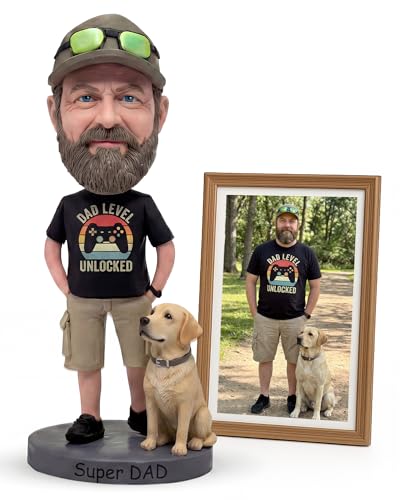 Mybobbleheadsshop Custom Bobblehead from Photo for Dad Dog Dad & Husband Personalized Handmade Bobble Head Figurine Fathers Day Birthday for Men