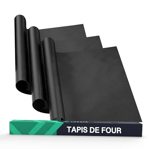 Revêtement de Four Grand Format Résistant Lukata (Lot de 3) - Revêtements de Four en Téflon pour le Fond du Four à Gaz, Électrique et à Convection -...