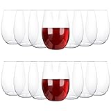 JMIATRY 12 Pcs Plastic Stemless Wine Glasses, 350ml Plastic Wine Glasses Reusable, Clear Shatterproof Wines Glass for Wedding, Party, Picnics, Camping and Pools