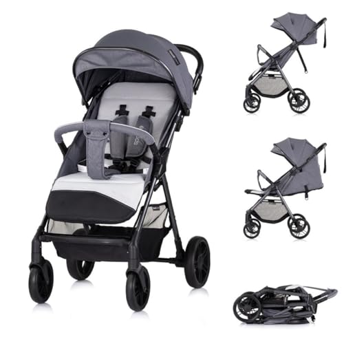 Chipolino Cochecito Sparkle, plegable, correa en el mango, ajustable, color: gris