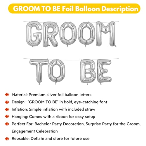 Image of Groom To Be Banner Silver for Wedding Home Boys Foil Balloon Decoration Decor Celebration Silveren
