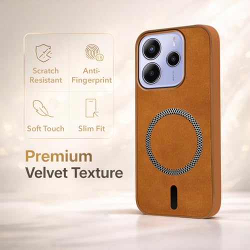 Image of Jkobi Leather Finish Back Cover Case for Redmi Note 14 5G | Redmi Note 14 SE (MagSafe Compatible Wireless Charging | Soft Touch | Camera Bump Protection)