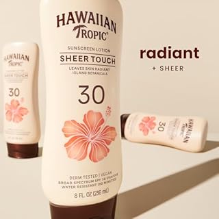 Hawaiian Tropic Sheer Touch Lotion Sunscreen, Moisturizing Broad-Spectrum Protection, SPF 30, Sun, Mango, 8 Oz
