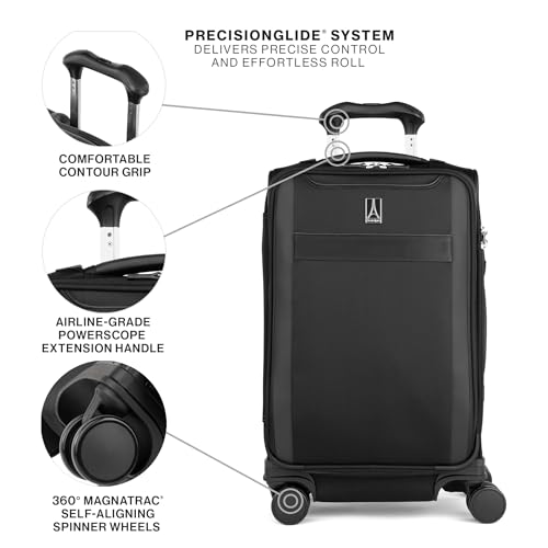 Travelpro VersaPack+ Lightweight Softside Expandable Carry on Luggage, 8 Spinner Suitcase, TSA Lock, Men and Women, Carry On 21-Inch, Black - Thumbnail 5
