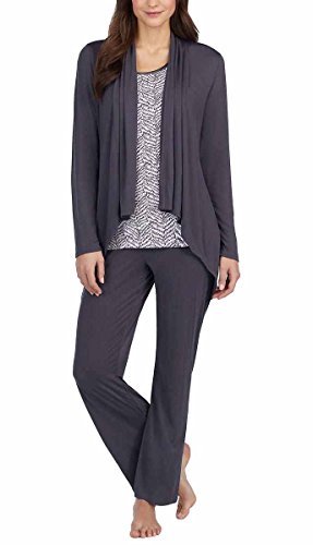 Carole Hochman Midnight Ladies' 3-Piece Pajama Set (Gray, Large)