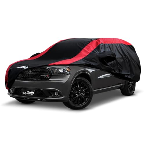 Image of Car Cover Custom Fit Dodge Durango 2004-2025, SUV Cover Waterproof All Weather with Red Strip Design for Rain, Sun, Snow, Dust Protection