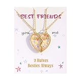 Krfy Friendship Necklace for 2, Best Friend Necklaces for Girls, Matching Pendant BFF Necklace for 2 Sister, Split Heart Necklaces for Women Set Style4 Age: Over 8 Years Old