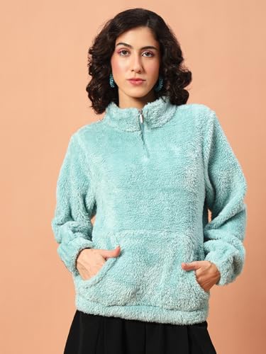 Image of THE DRY STATE Women's Fur Jacket With Wing Collar & Front Zip Open