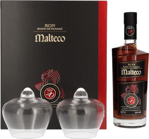 Malteco Ron Reserva del Fundador 20 Años 40% Vol. 0,7l in Geschenkbox mit 2 Gläsern Cover