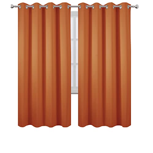 Image of LEMOMO Orange Thermal Blackout Curtains /52 x 72 Inch /Set of 2 Panels Room Darkening Curtains for Bedroom