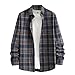 Mens Long Sleeve Flannel Shirts Casual Loose Fit Button Down Dress Shirt Plaid Shirt Jacket with Pocket 2025 Fashion Clothes Shirt for Men Navy XL