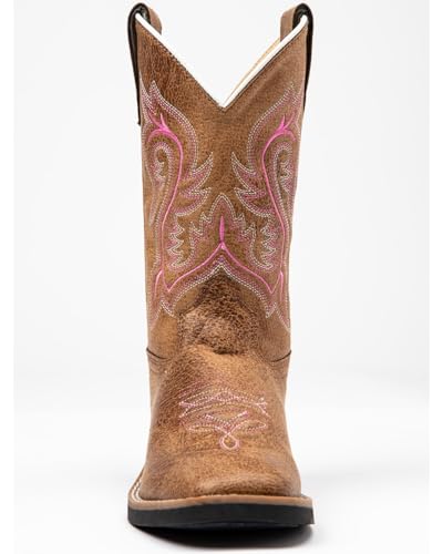 Shyanne Girls' Madison Faux Leather Western Boot Square Toe - Bvb91554