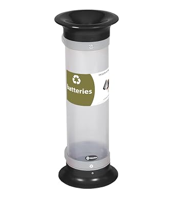 C-Thru 10Q Battery Recycling Tube Black Small Battery Recycling Bin Compact 10Q Battery Collection Tube Standard/Recycle Across America Decals Recycle Across America Decal