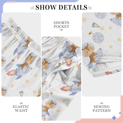 ZZXXB Squirrel with Rocket Boys Long Pants Soft Trousers Elastic Waist Kids Lounge Bottoms with Pockets S-XL4