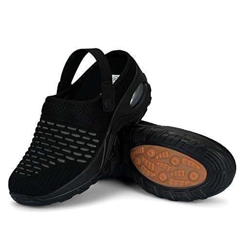 Mishansha Zuecos Mujer Antideslizante Zapatillas de Jardín Transpirable Clogs Ligero Cómodo Pantuflas de Playa Negro, Gr.40 EU