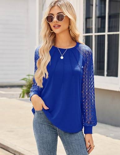 Image of HOTOUCH Women's Lace Long Sleeve Spring Dressy Casual Business Work Trendy Shirts