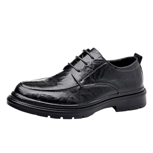 Men's Breathable Leather Dress Shoes for Business & Casual, Comfortable Genuine Cowhide, Wedding Groom Shoes Flexible Rubber Sole for Men