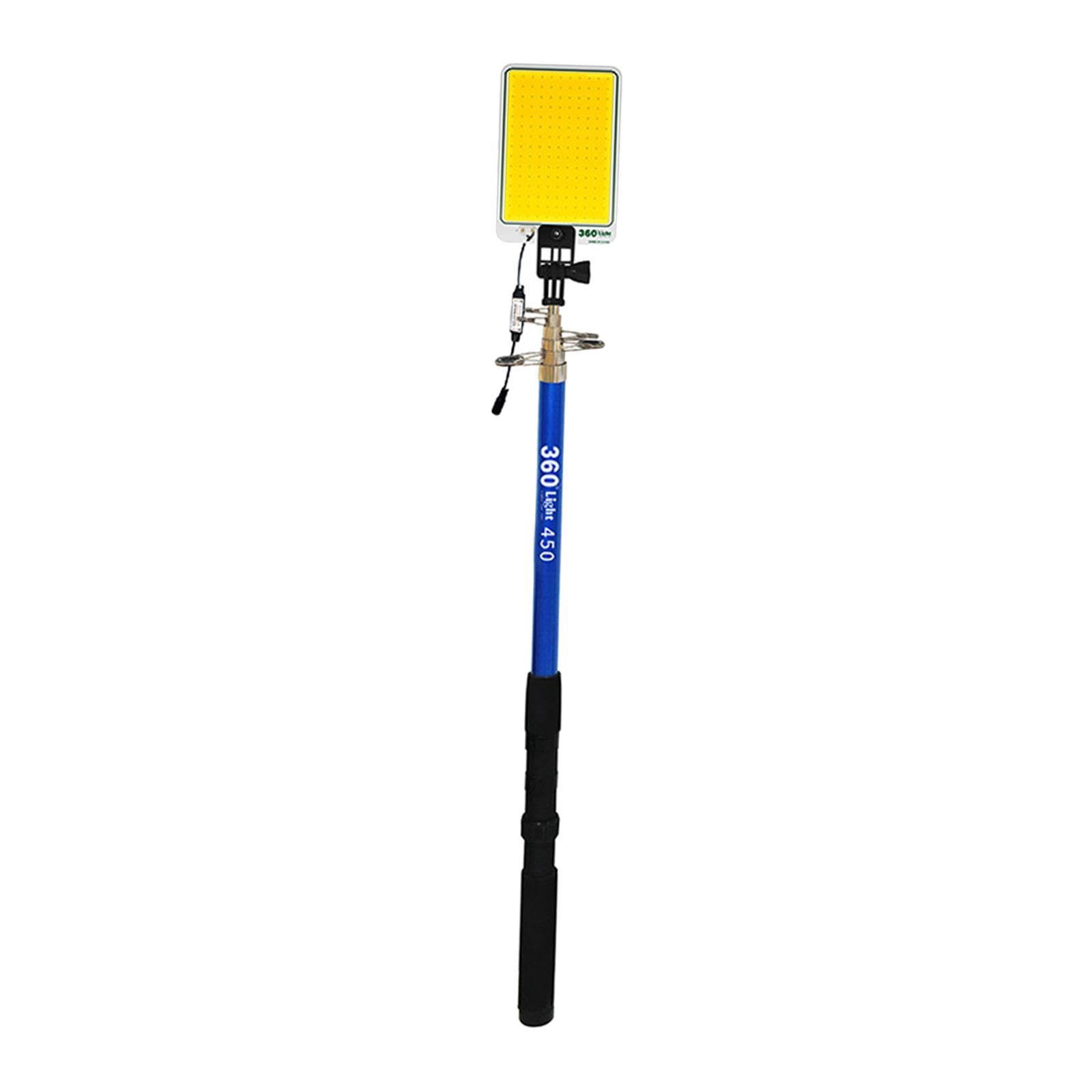 Lampe Télescopique Canne à Pêche LED – 450 Cm, Alliage, Télécommande, Piquet Sol – Camping, Voyage