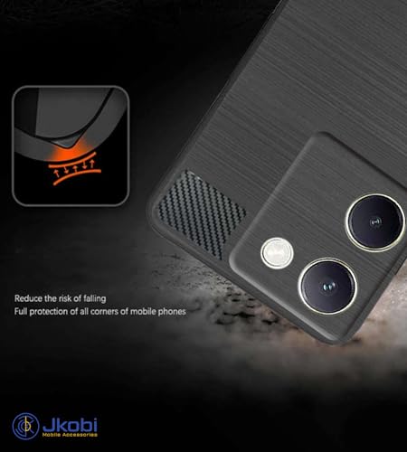 Image of Jkobi Back Cover Case for Vivo Y200 Pro 5G (Hybrid Armor Case | Carbon Fiber Shockproof | Soft and Flexible | Black)