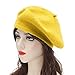 ZLYC Wool French Beret Hat Solid Color Beret Cap for Women Girls (Basic Yellow)