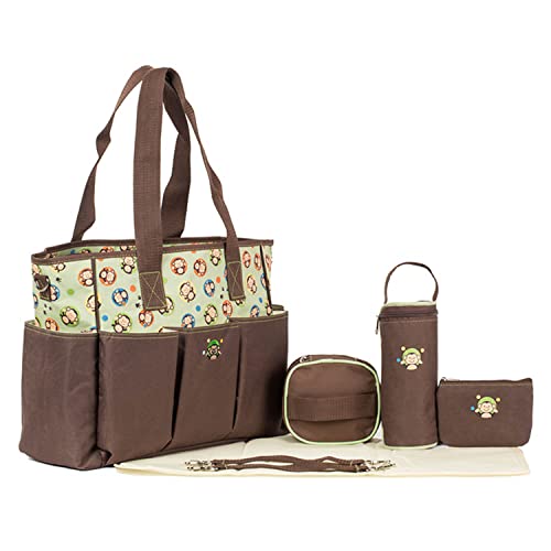Ausemo 8 en 1 Bolsa de Pañales para Bebés Gran Capacidad Conjunto de Bolsa de Mamá de Maternidad Viajes Multifuncionales Bolso Mono de Dibujos Animados