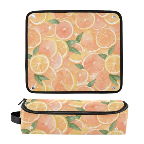 Organizador para herramientas de cabello 2 en 1 Art Grapefruit con tapete resistente al calor y estuche impermeable para planchas y rizadores portátiles miniatura 3